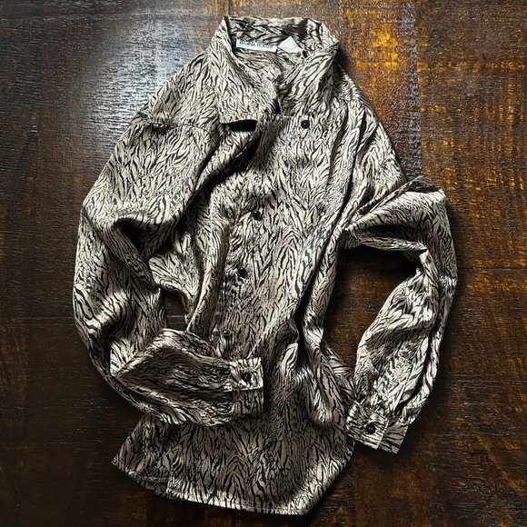 Vintage long sleeve Regina Porter M zebra print black and silver - Picture 7 of 8